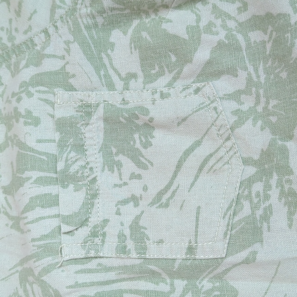 Linen Blend Green Floral Short Sleeve Shirt - Picture 6 of 9